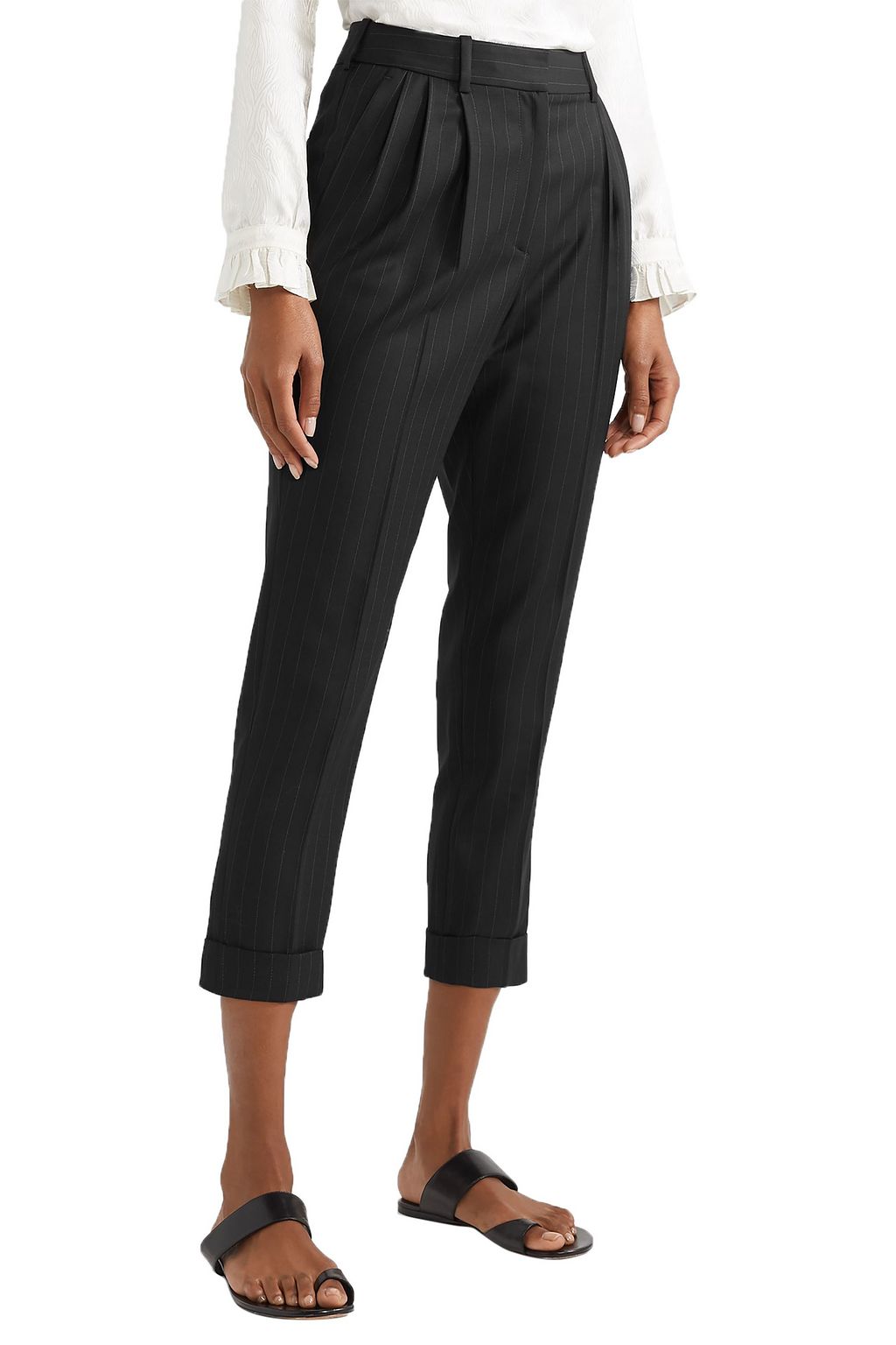 NILI LOTAN Montana cropped pinstriped wool-blend twill tapered pants