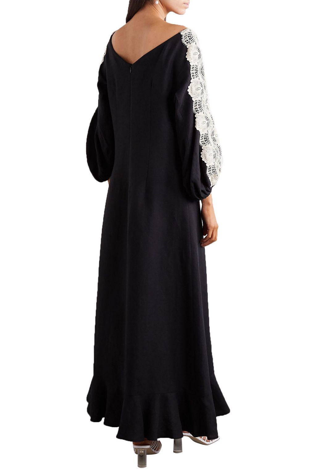 ANNA MASON Marella crocheted lace-trimmed linen maxi dress