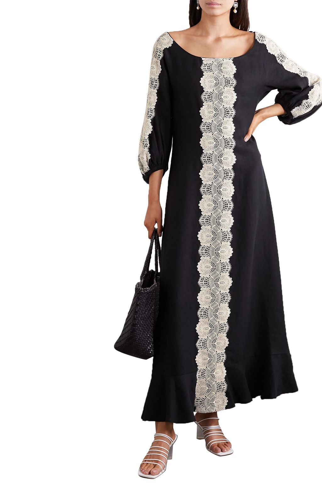 ANNA MASON Marella crocheted lace-trimmed linen maxi dress