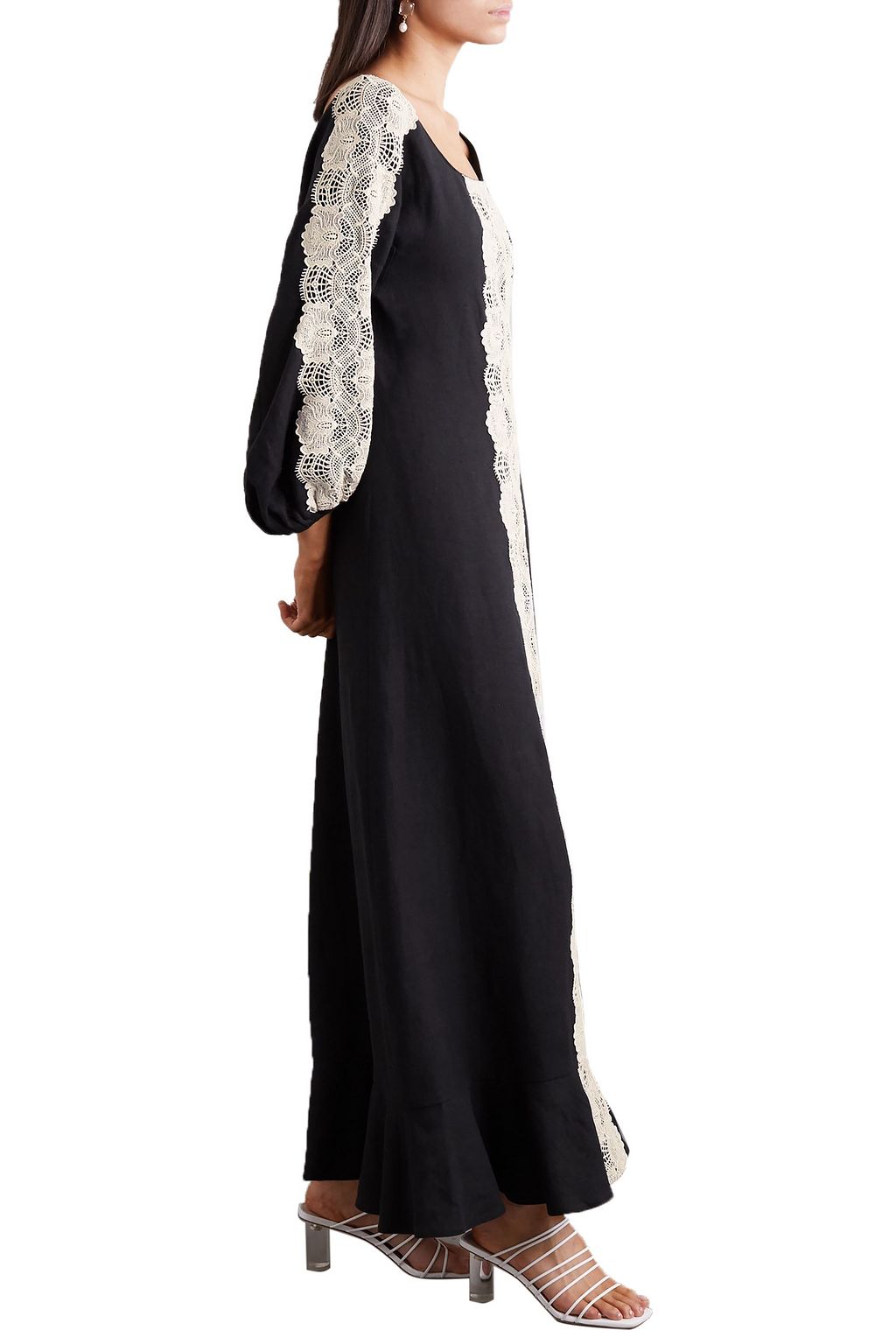 ANNA MASON Marella crocheted lace-trimmed linen maxi dress
