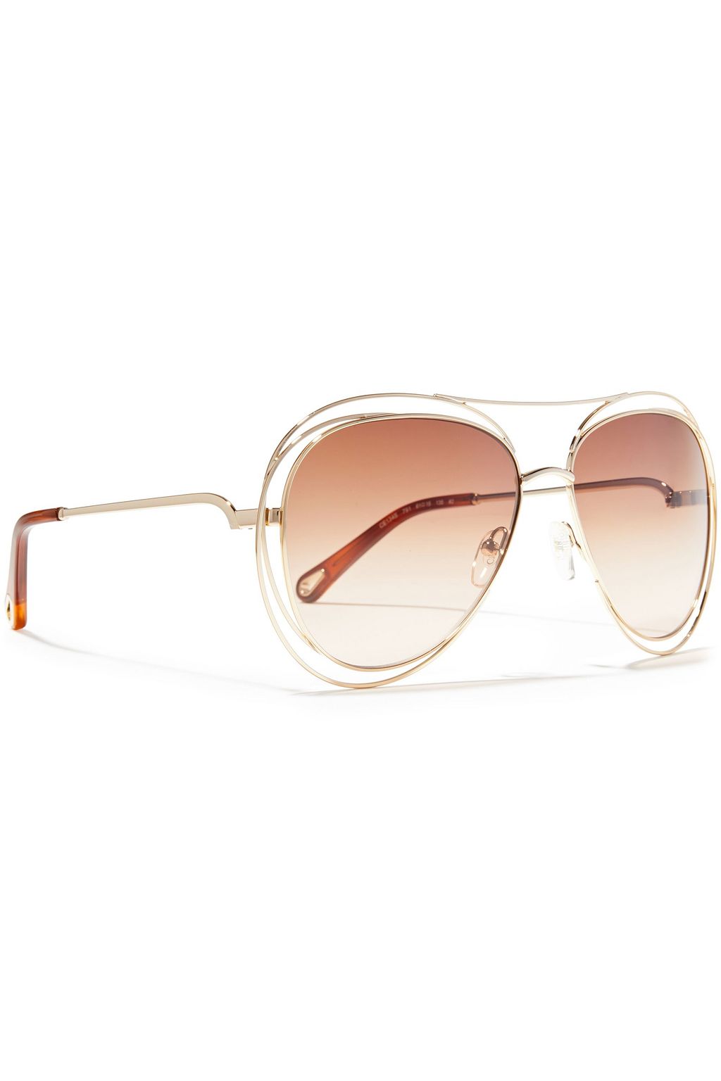CHLOÉ Aviator-style gold-tone and acetate sunglasses