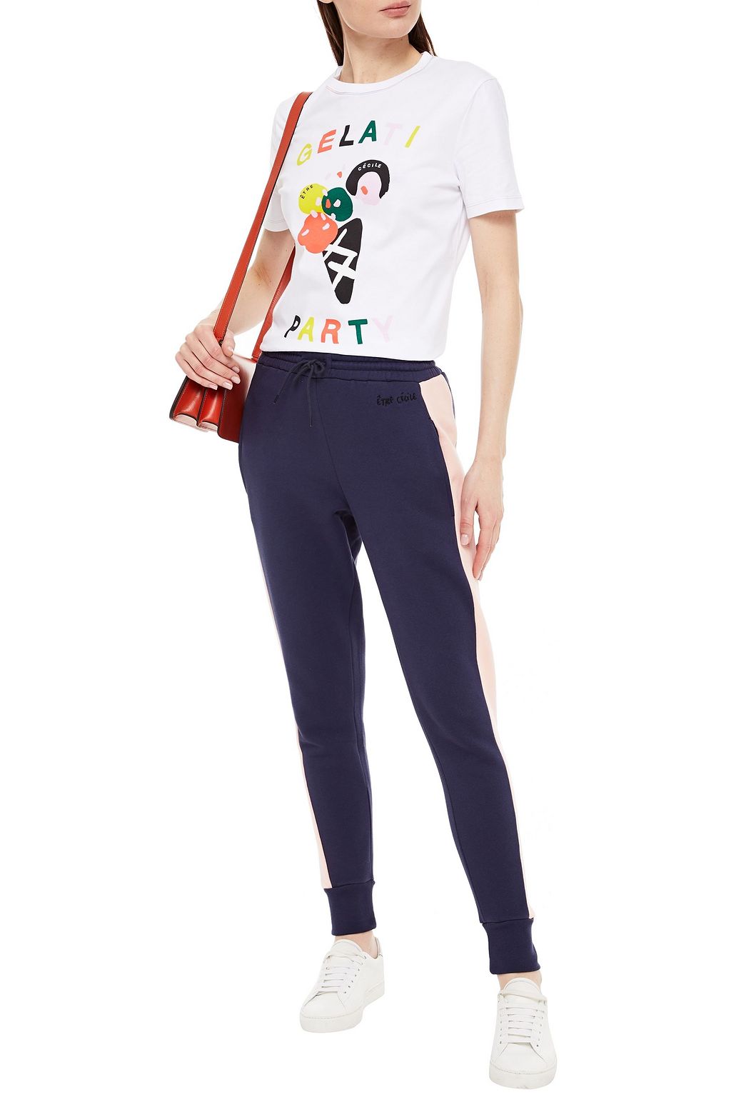 ÊTRE CÉCILE Two-tone cotton-fleece track pants