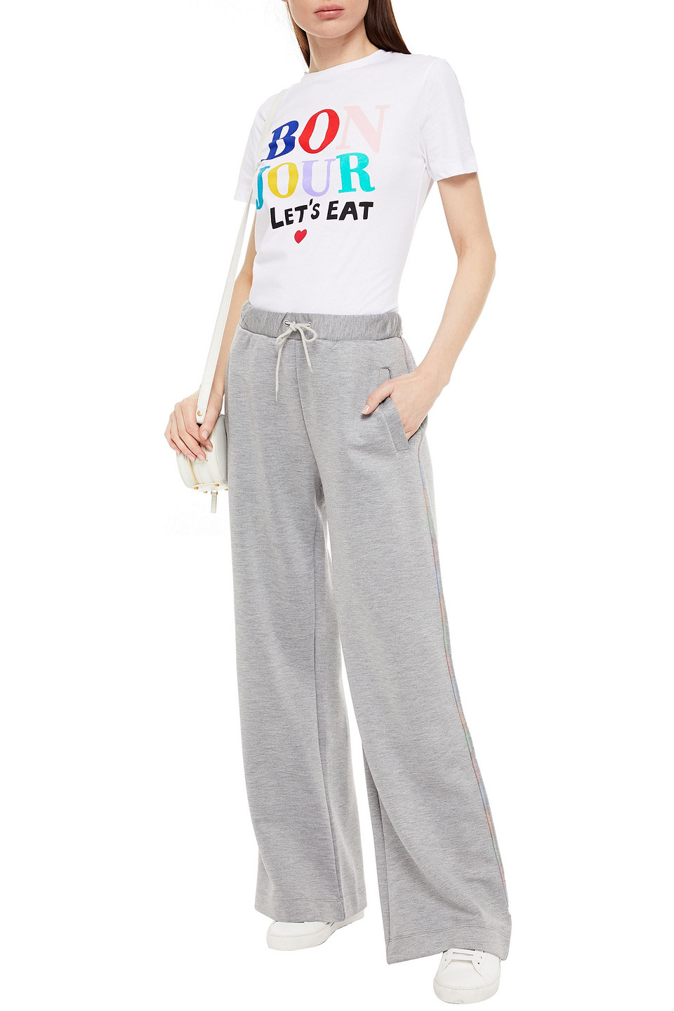 Etre Cecile Felicity Mélange Stretch-jersey Track Trousers In Stone