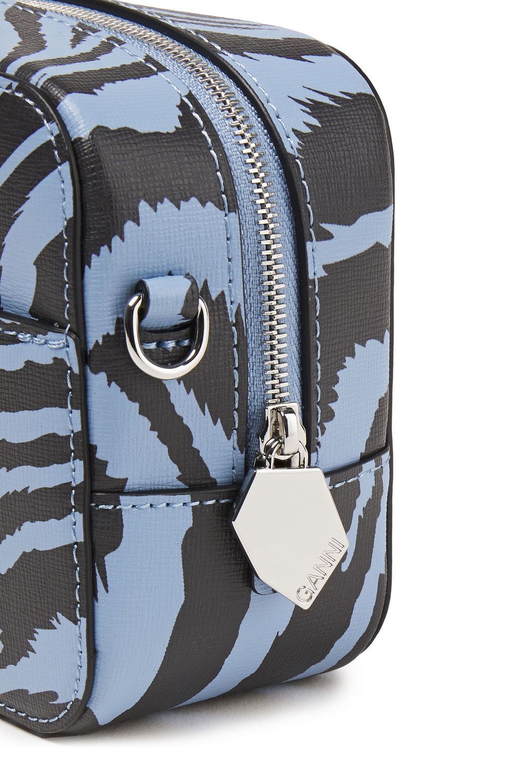 GANNI Tiger-print textured-leather shoulder bag