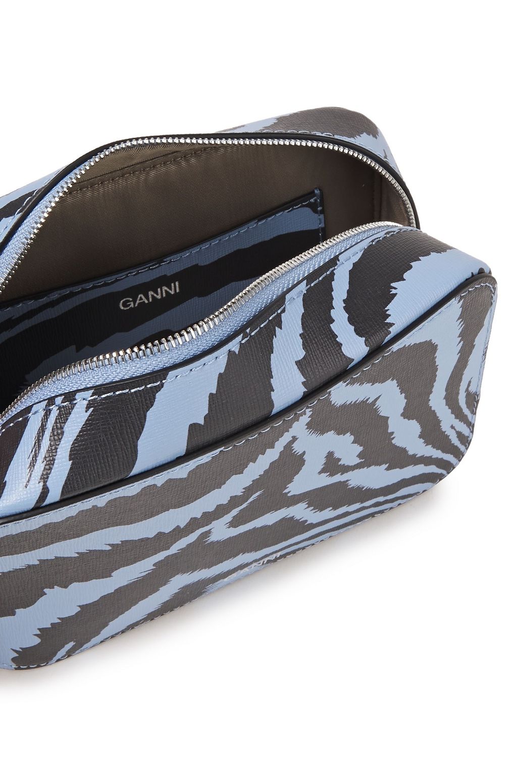 GANNI Tiger-print textured-leather shoulder bag