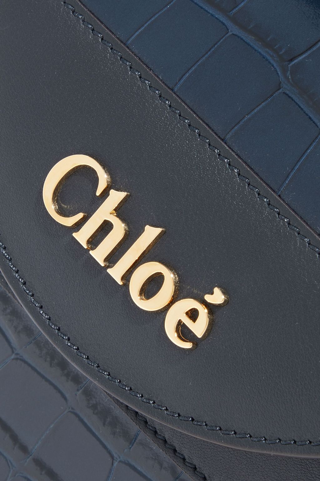 CHLOÉ Aby Lock smooth and croc-effect leather shoulder bag