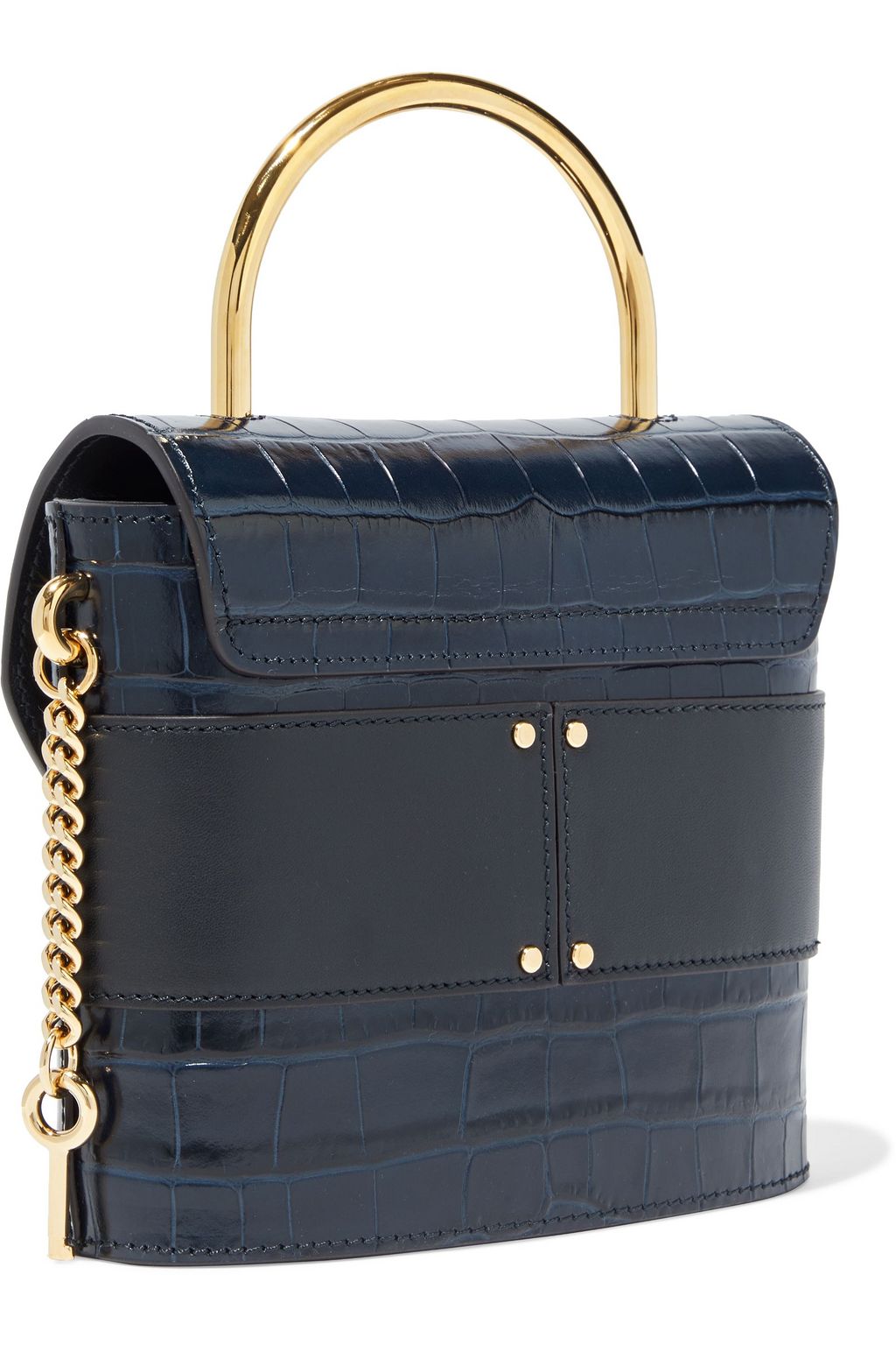 CHLOÉ Aby Lock smooth and croc-effect leather shoulder bag
