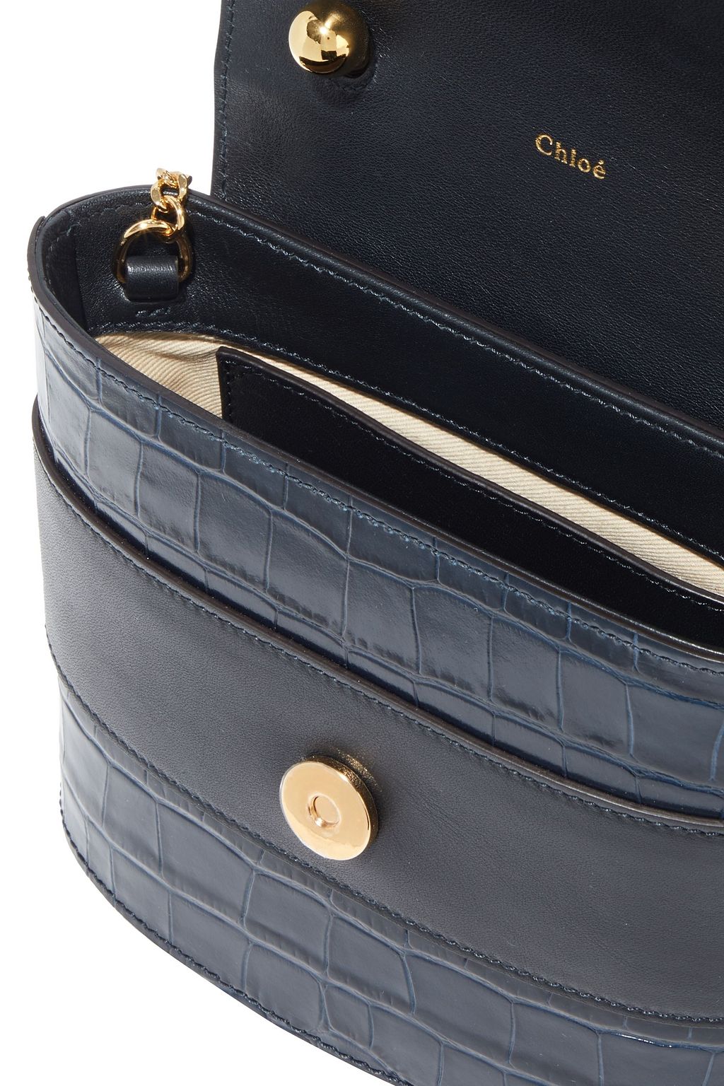 CHLOÉ Aby Lock smooth and croc-effect leather shoulder bag