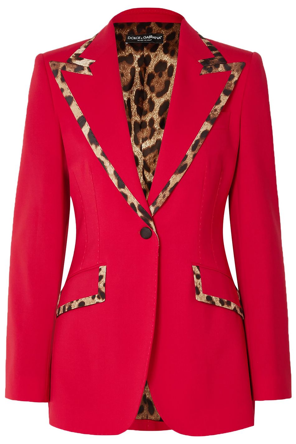 DOLCE&GABBANA Leopardprint trimmed woolblend blazer THE