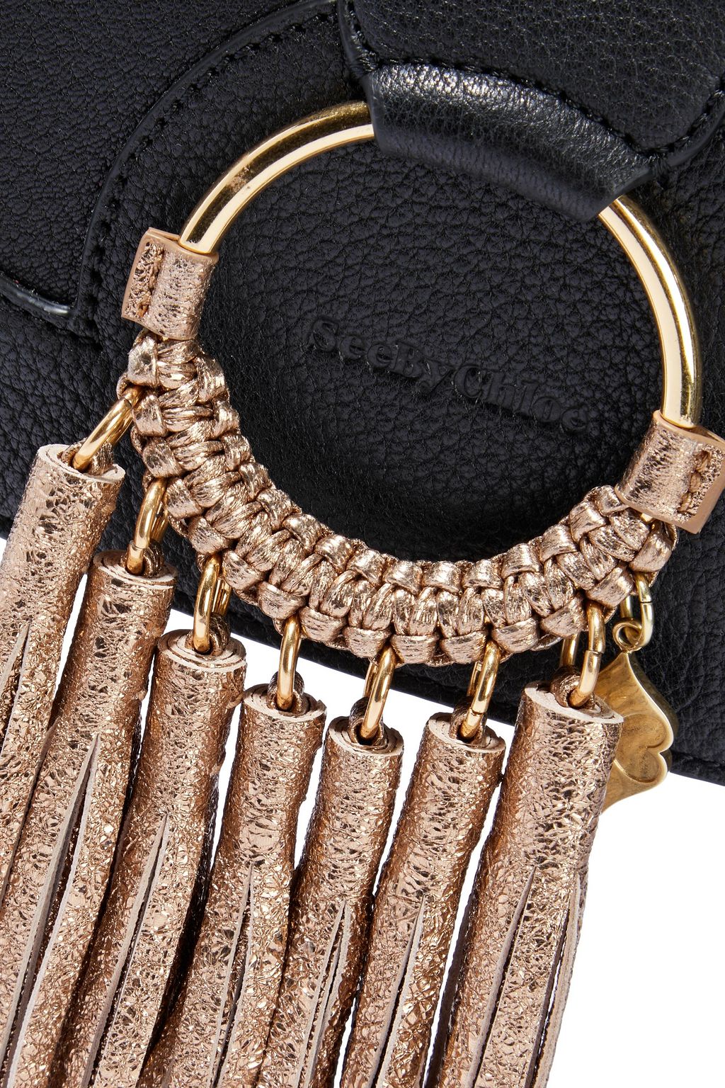 SEE BY CHLOÉ Hana small tasseled pebbled-leather shoulder bag