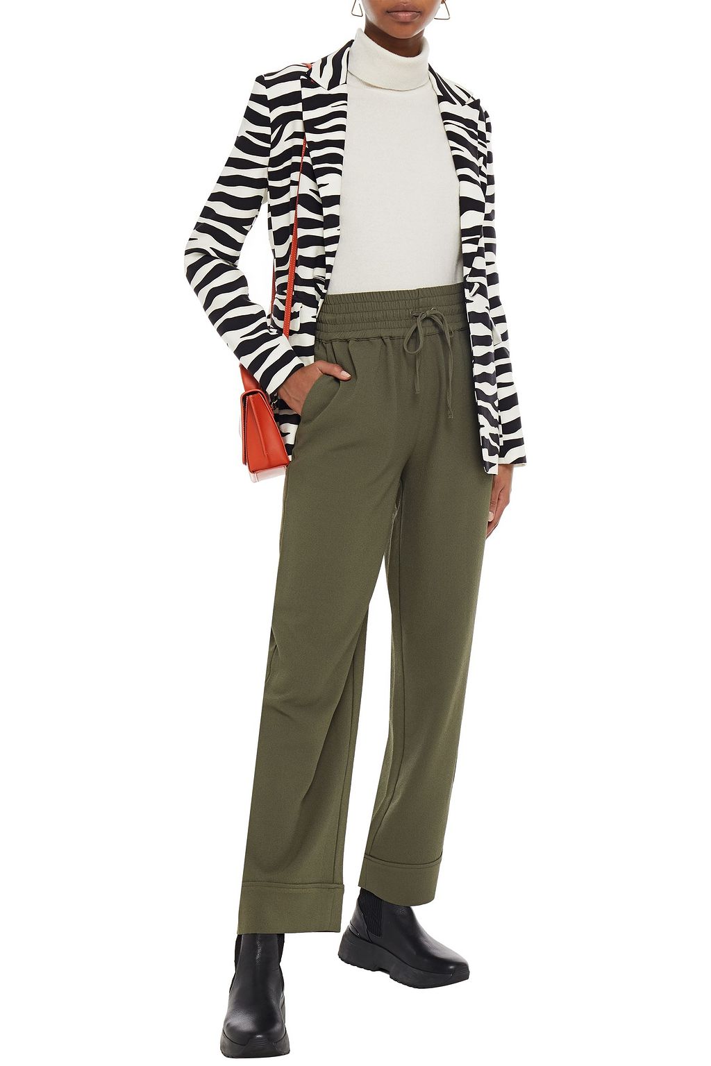 GANNI Gathered crepe wide-leg pants