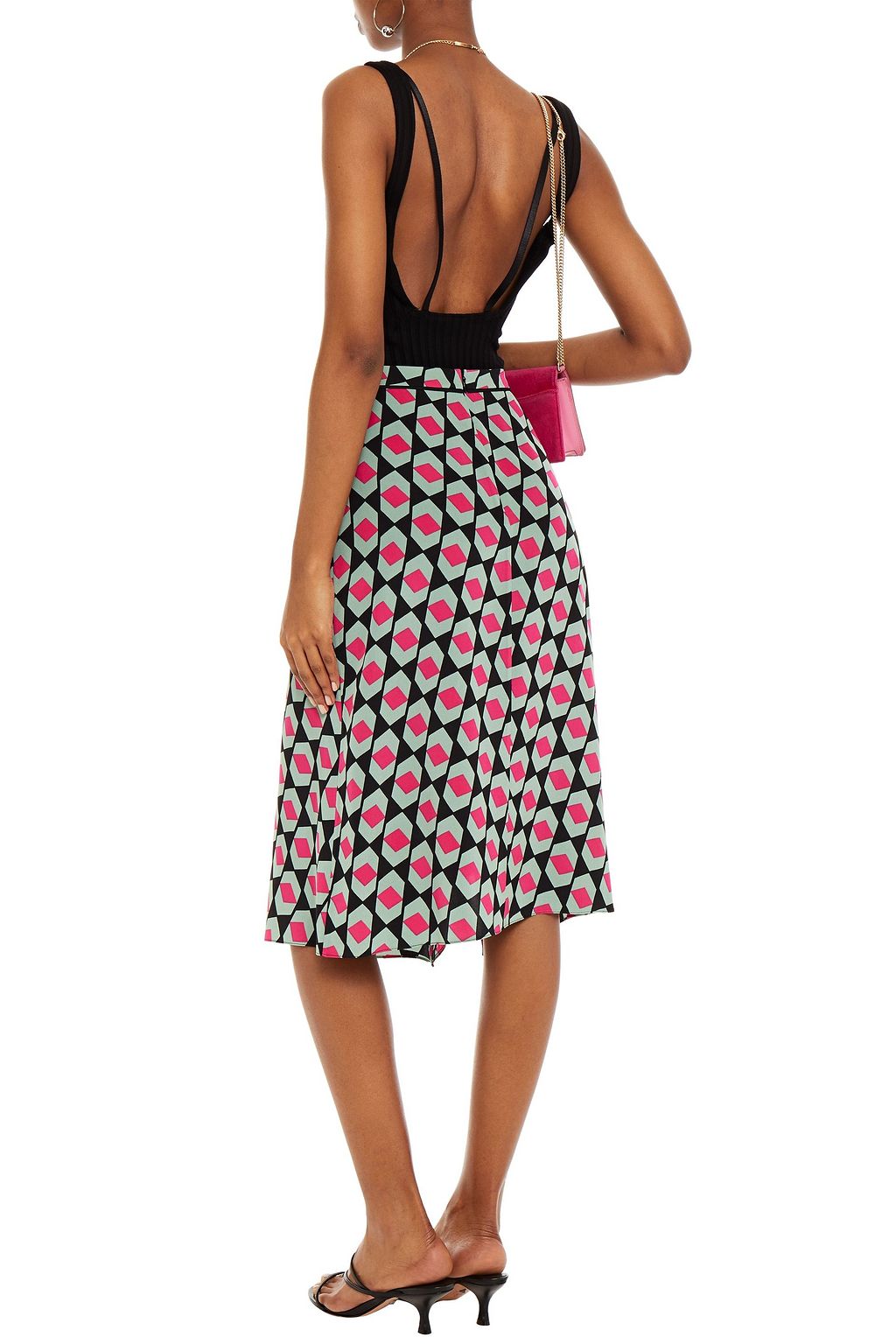 DIANE VON FURSTENBERG Draped printed silk crepe de chine skirt