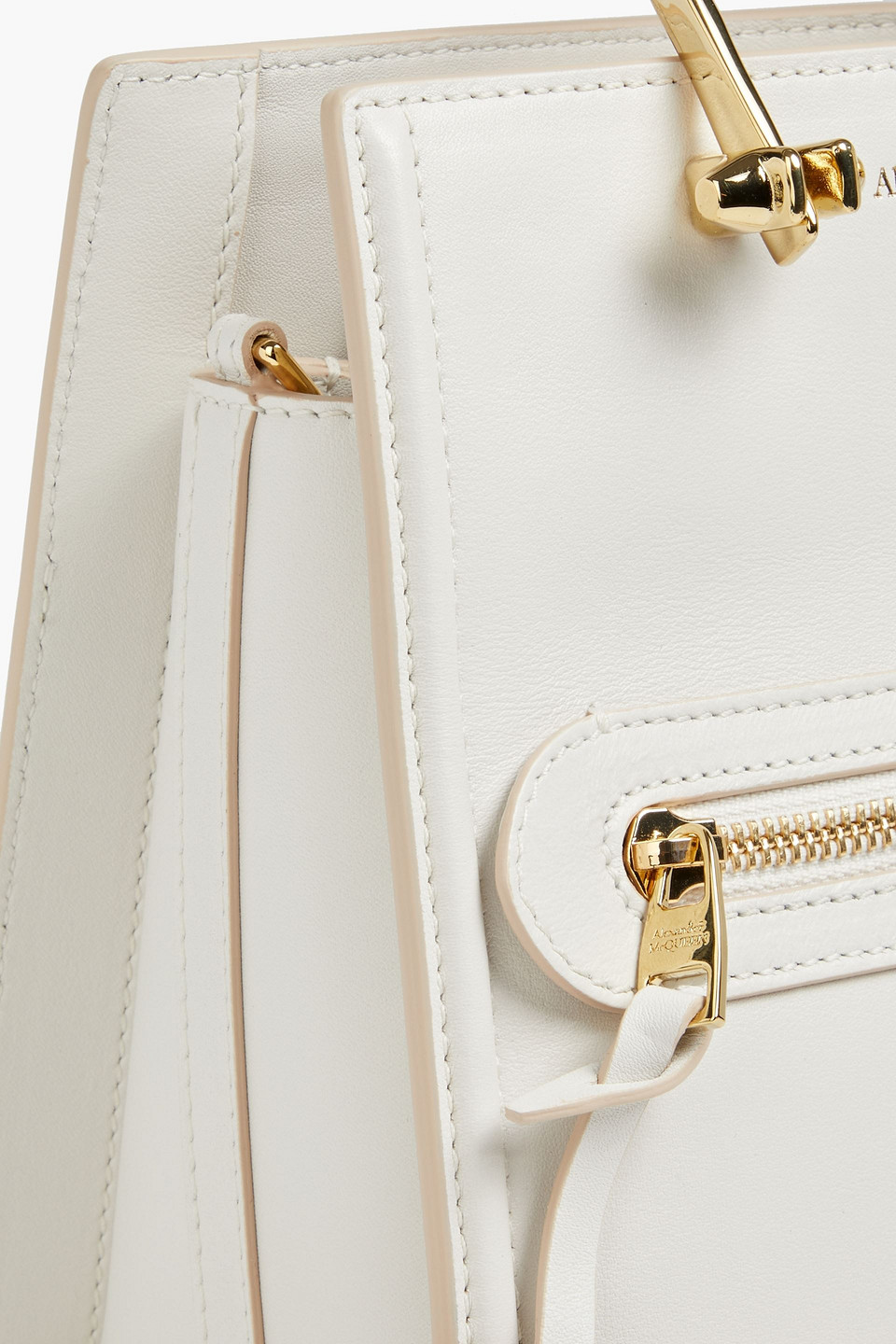 Alexander Mcqueen The Short Story Leather Shoulder Bag In White