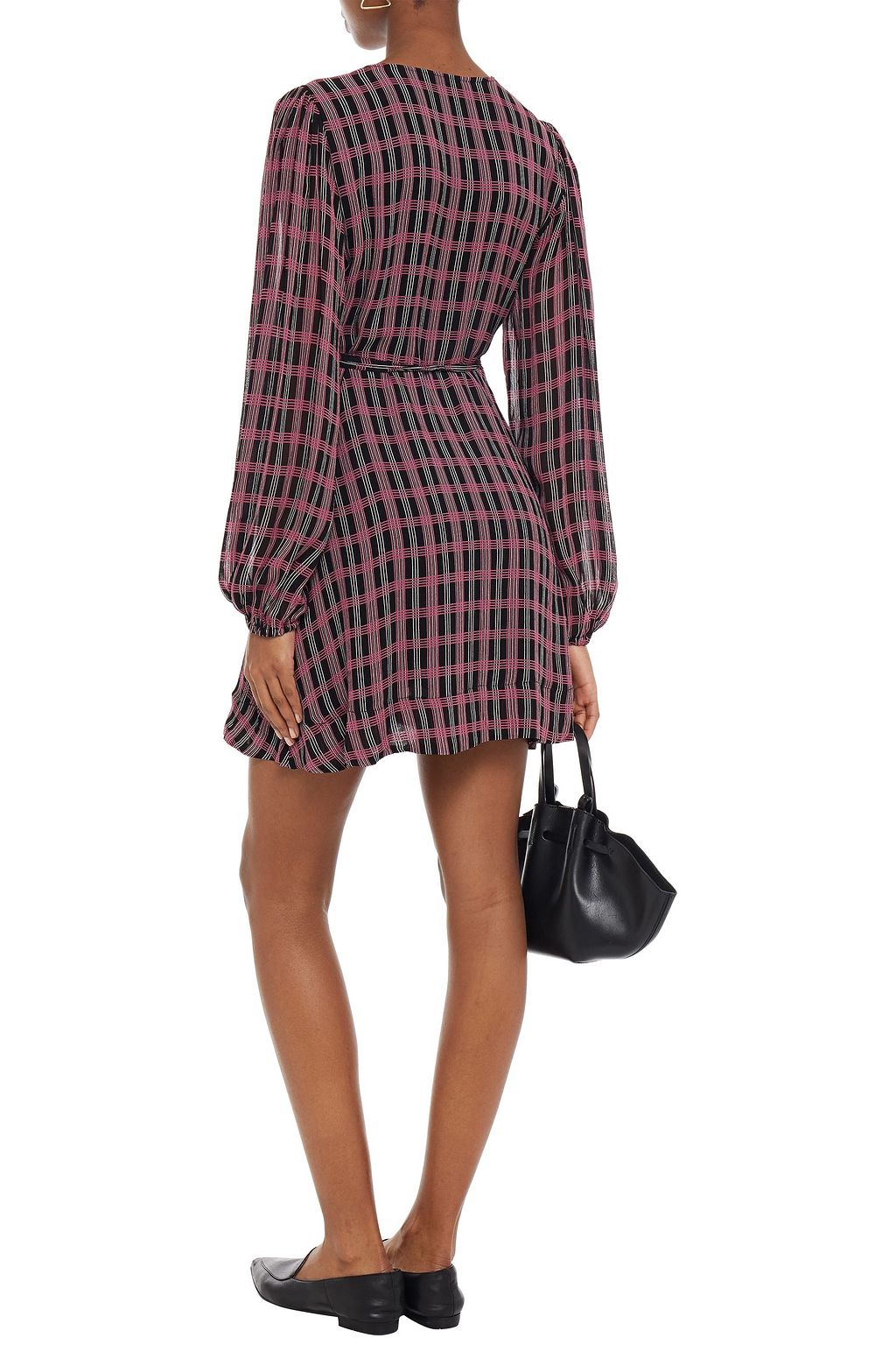 GANNI Polka-dot georgette mini wrap dress