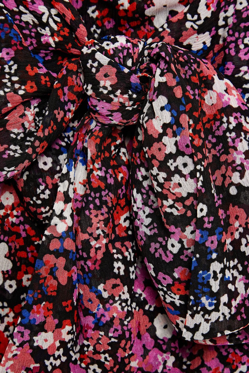 MAJE Cropped floral-print silk top