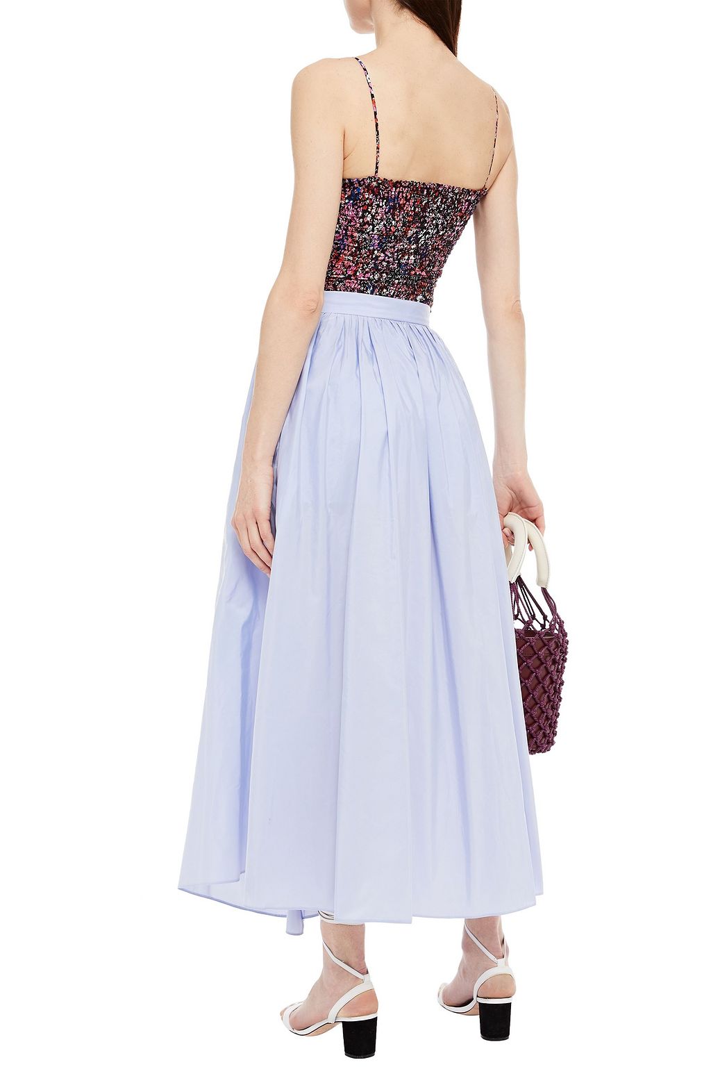 MAJE Asymmetric gathered taffeta maxi skirt
