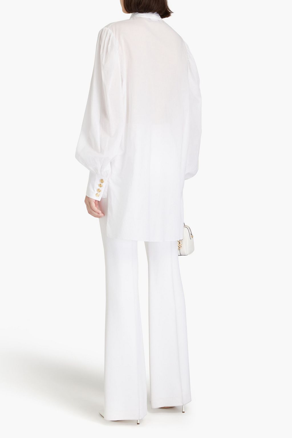 BALMAIN Pussy-bow cotton-mousseline tunic