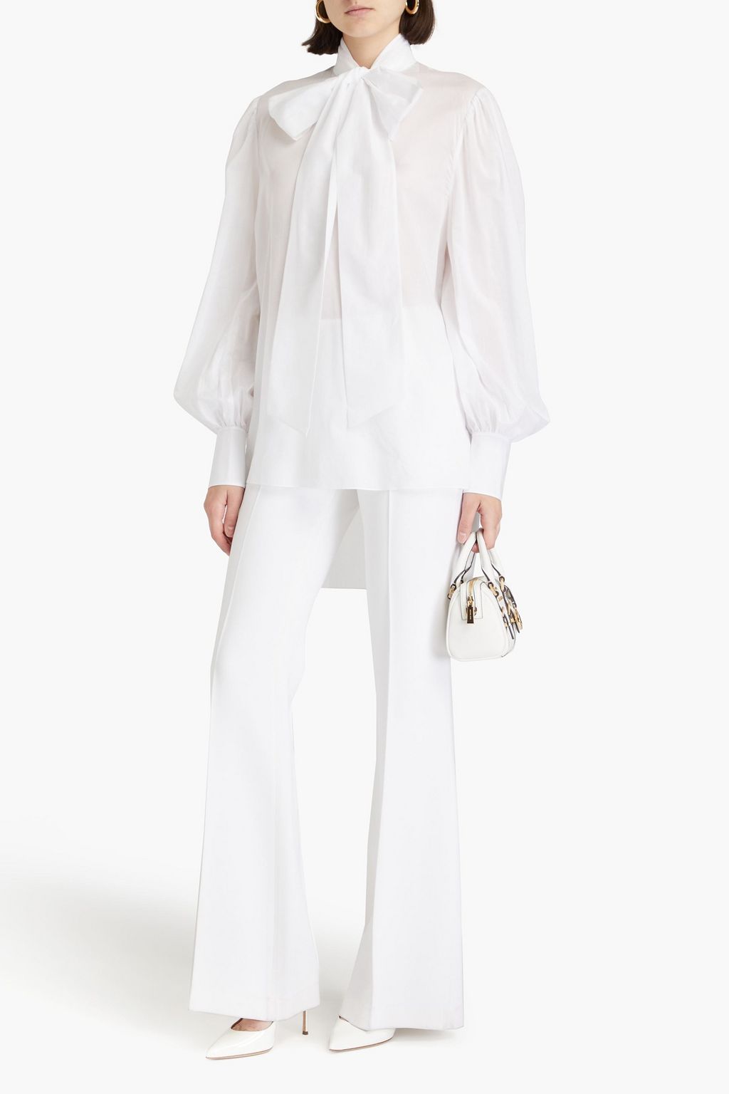 BALMAIN Pussy-bow cotton-mousseline tunic