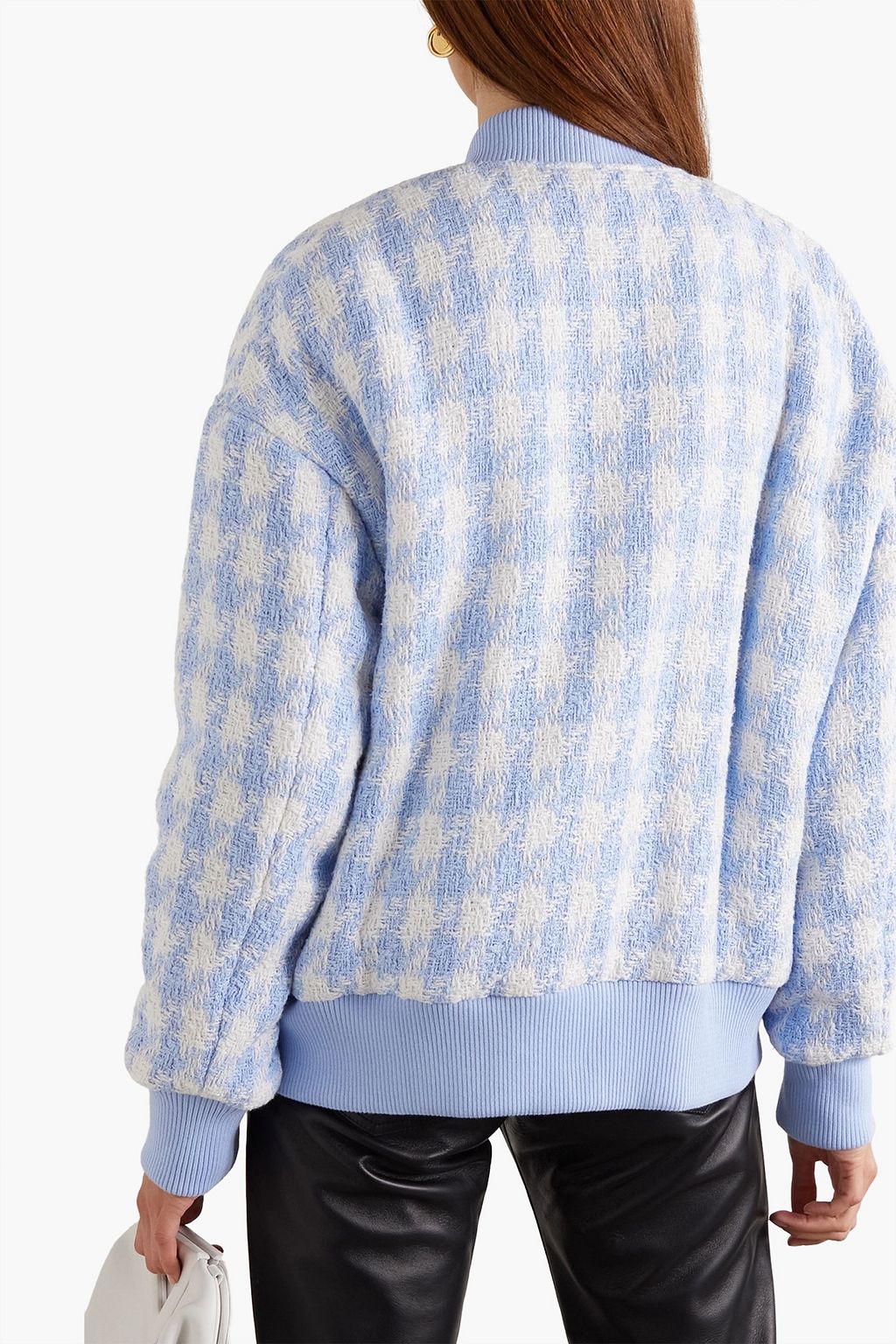 BALMAIN Houndstooth cotton-blend tweed bomber jacket