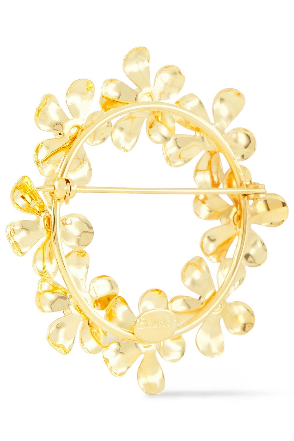 BOUNKIT 14-karat gold-plated, ruby and onyx brooch