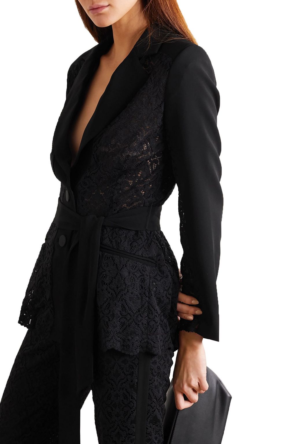 SIMKHAI Lace and grain de poudre blazer