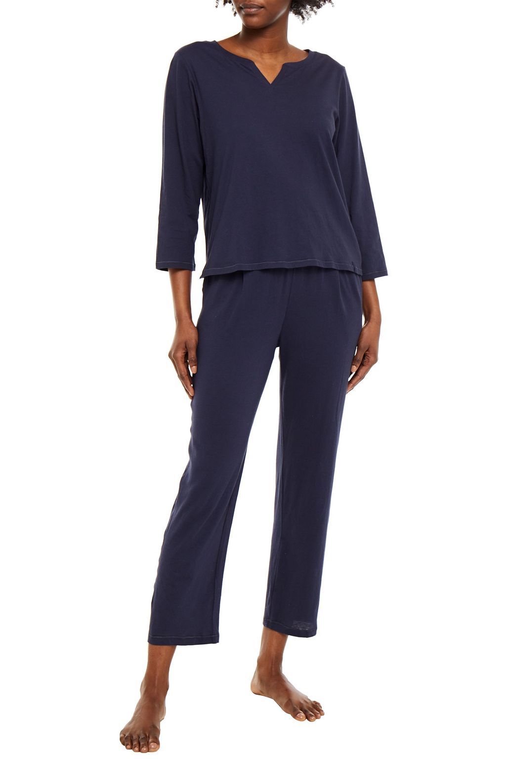 NATURAL SKIN Cropped organic cotton-jersey pajama pants