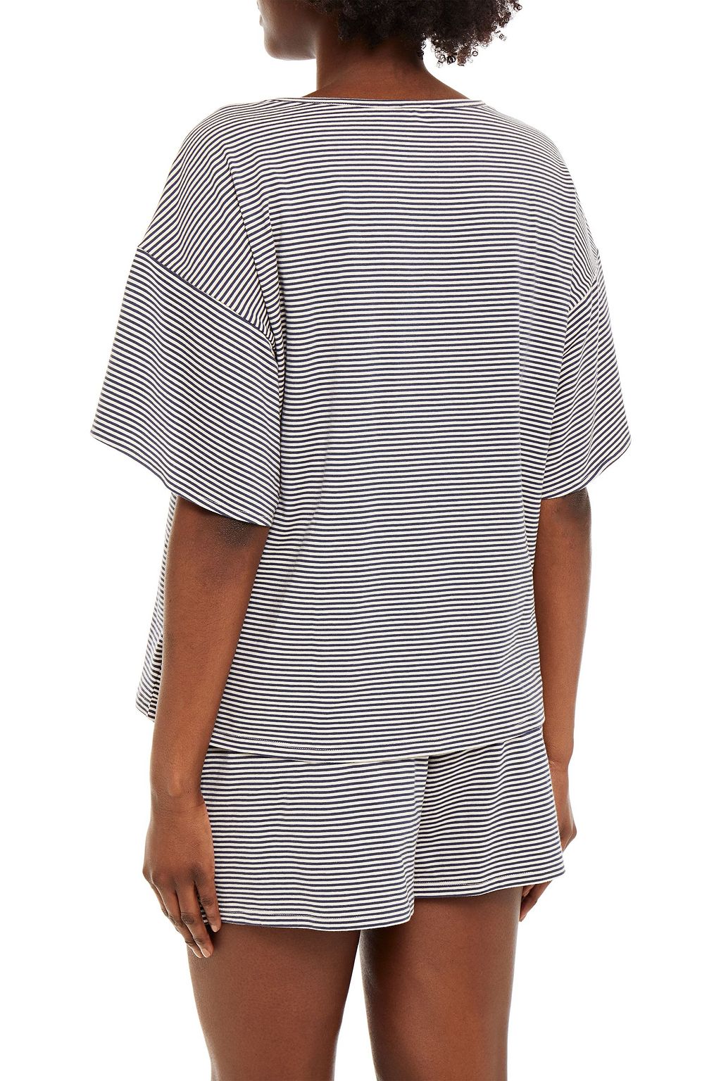 NATURAL SKIN Striped organic cotton-blend jersey pajama top