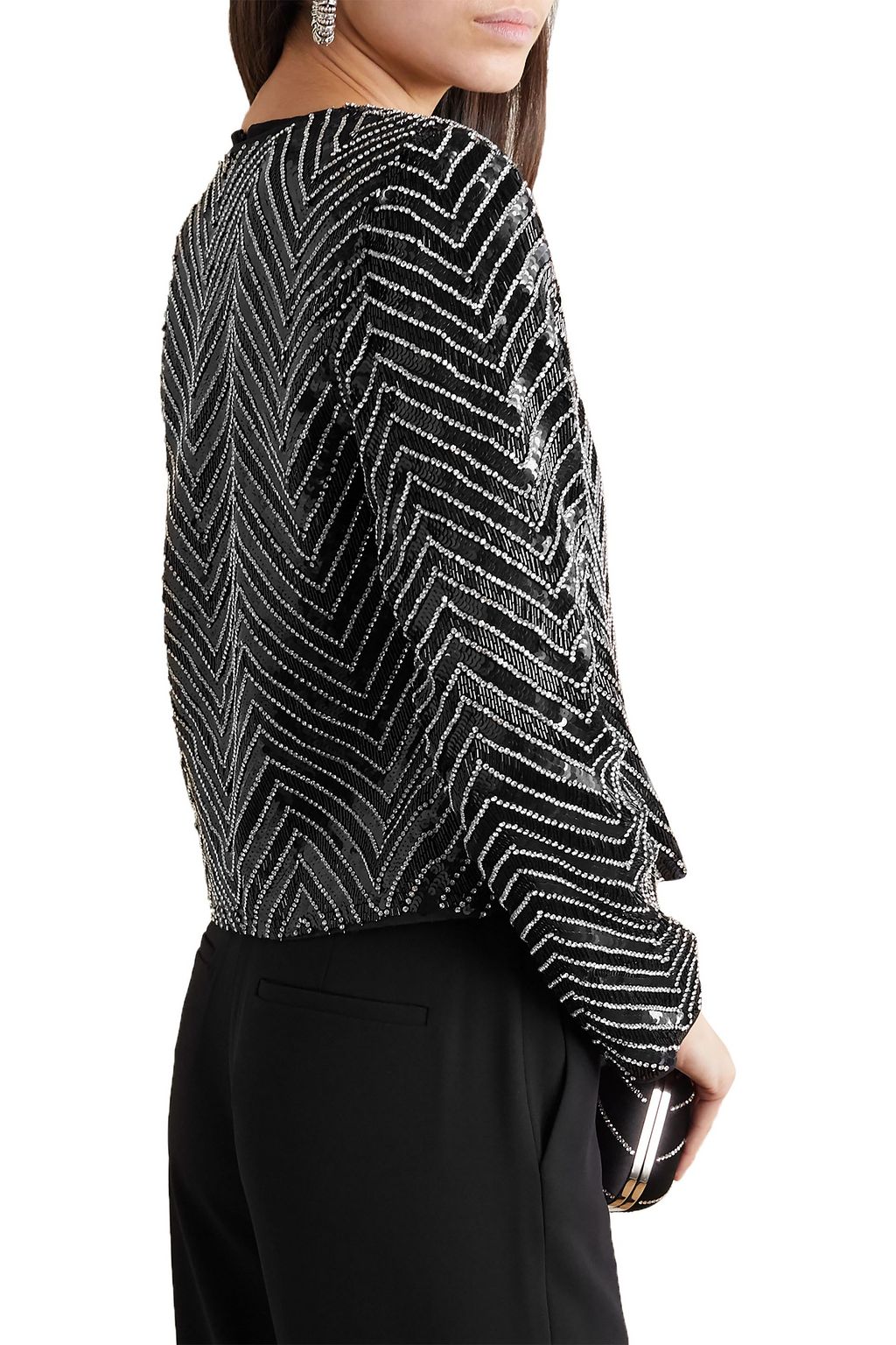 ALICE + OLIVIA Kidman crystal-embellished sequined silk jacket