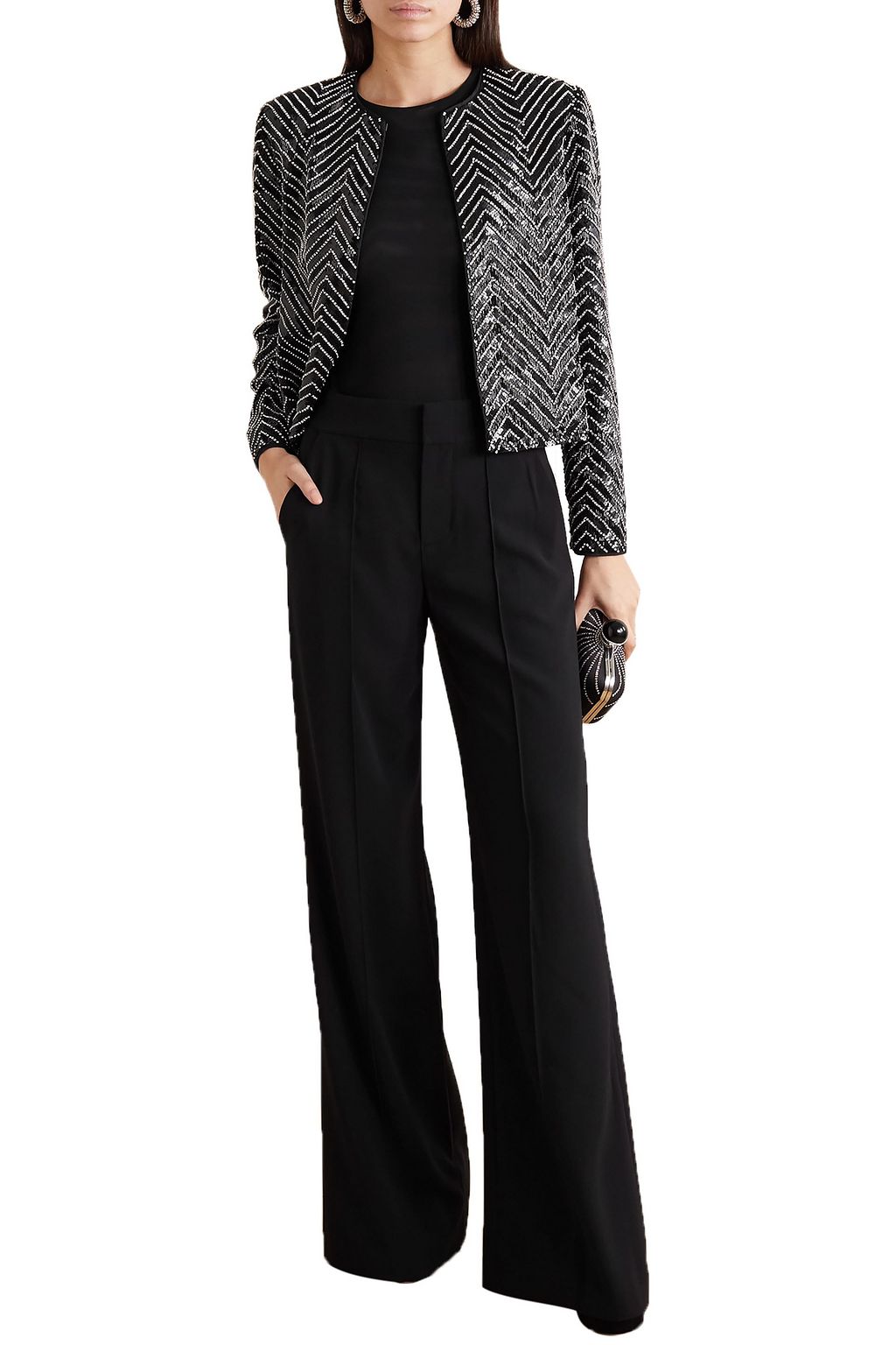 ALICE + OLIVIA Kidman crystal-embellished sequined silk jacket