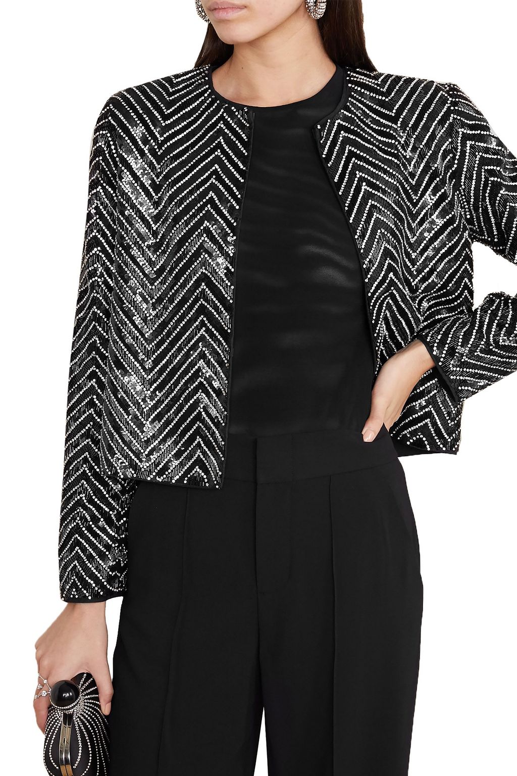ALICE + OLIVIA Kidman crystal-embellished sequined silk jacket