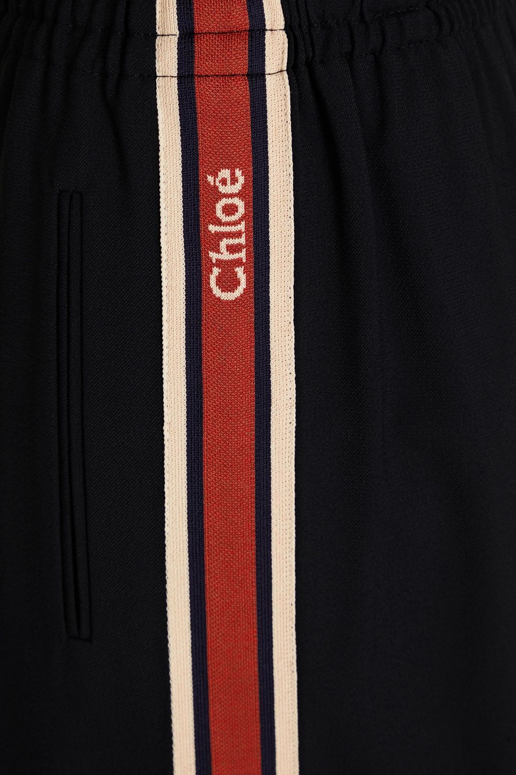 CHLOÉ Jacquard-trimmed crepe straight-leg pants