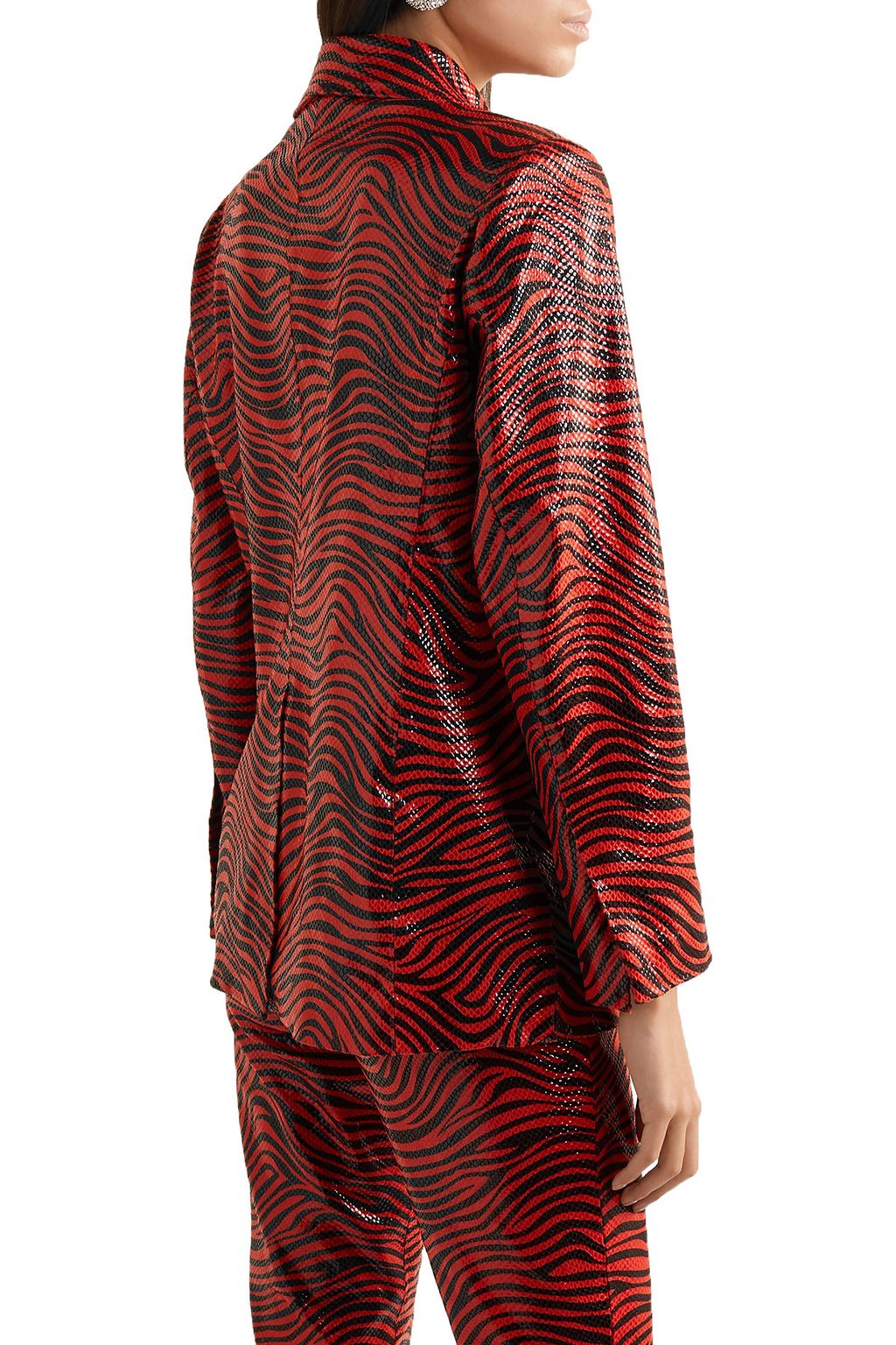 STAND STUDIO + Pernille Teisbaek Cassidy double-breasted zebra-print faux leather blazer