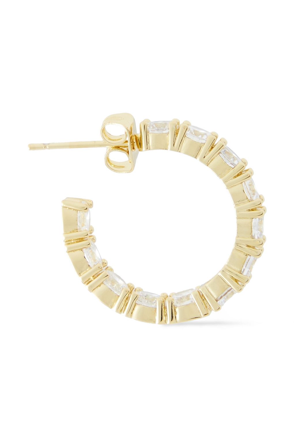 SHASHI Babe 18-karat gold-plated crystal hoop earrings
