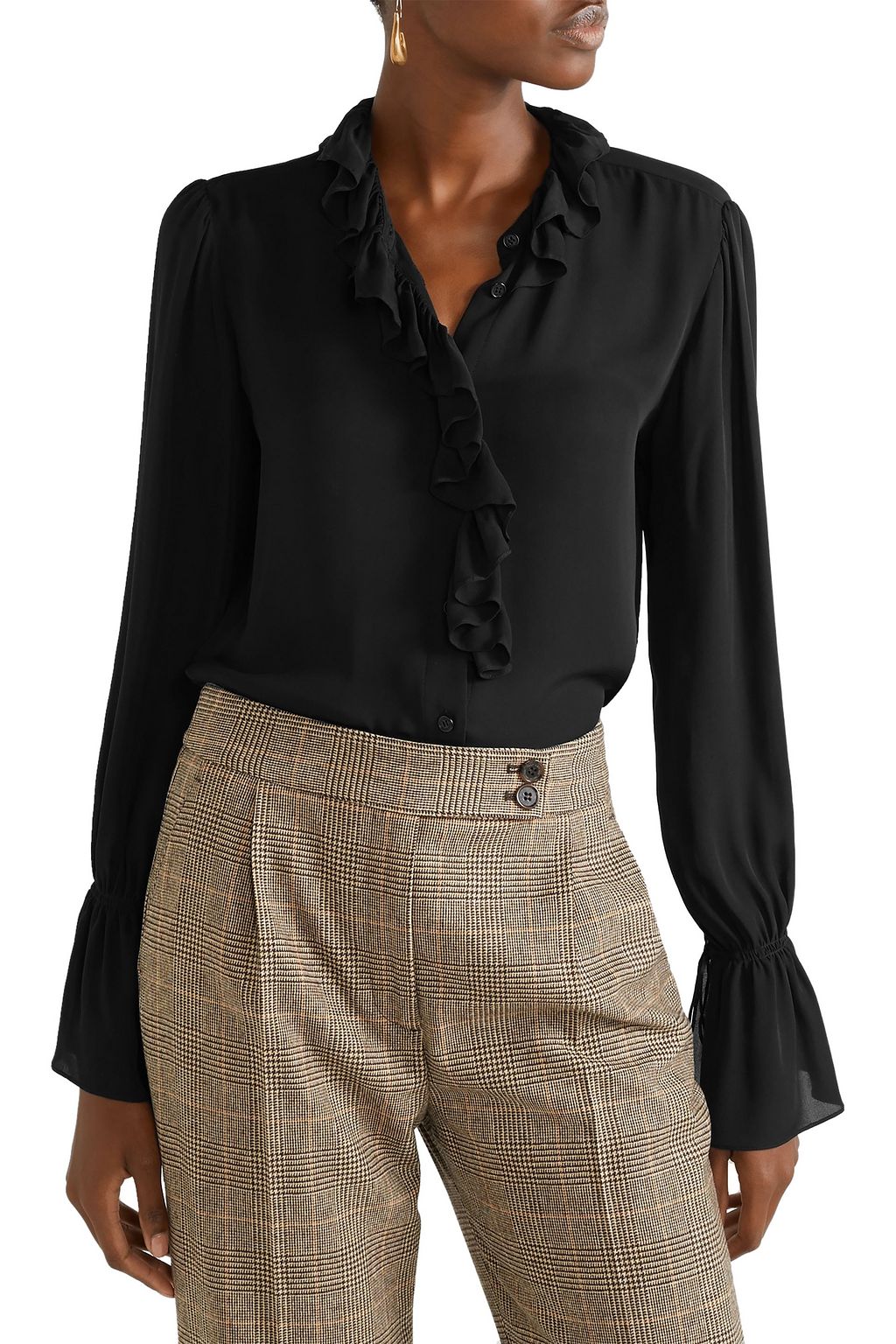 NILI LOTAN Cecily ruffled silk-georgette blouse
