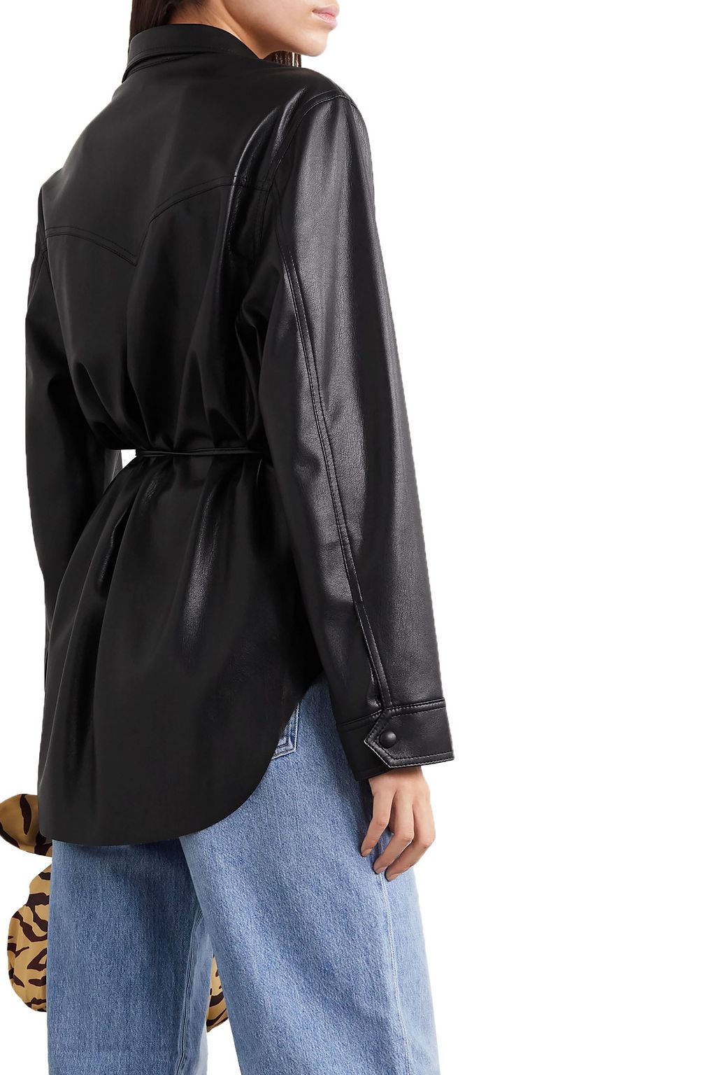 NANUSHKA Eddy belted vegan leather shirt