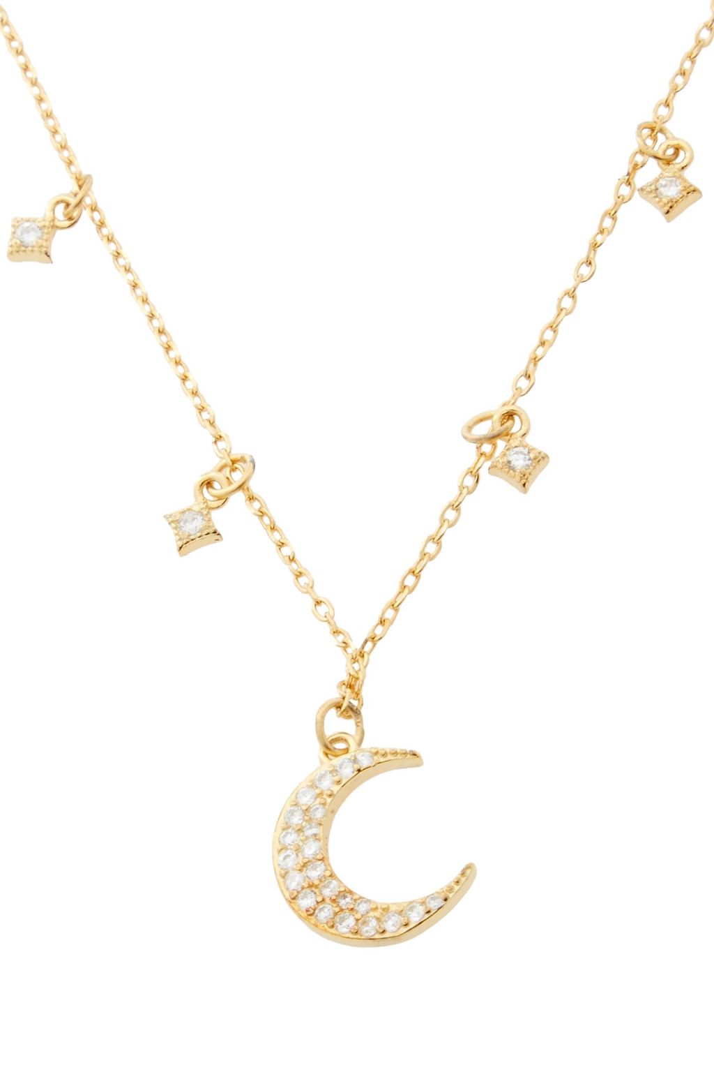 SHASHI Luna 18-karat gold vermeil crystal necklace