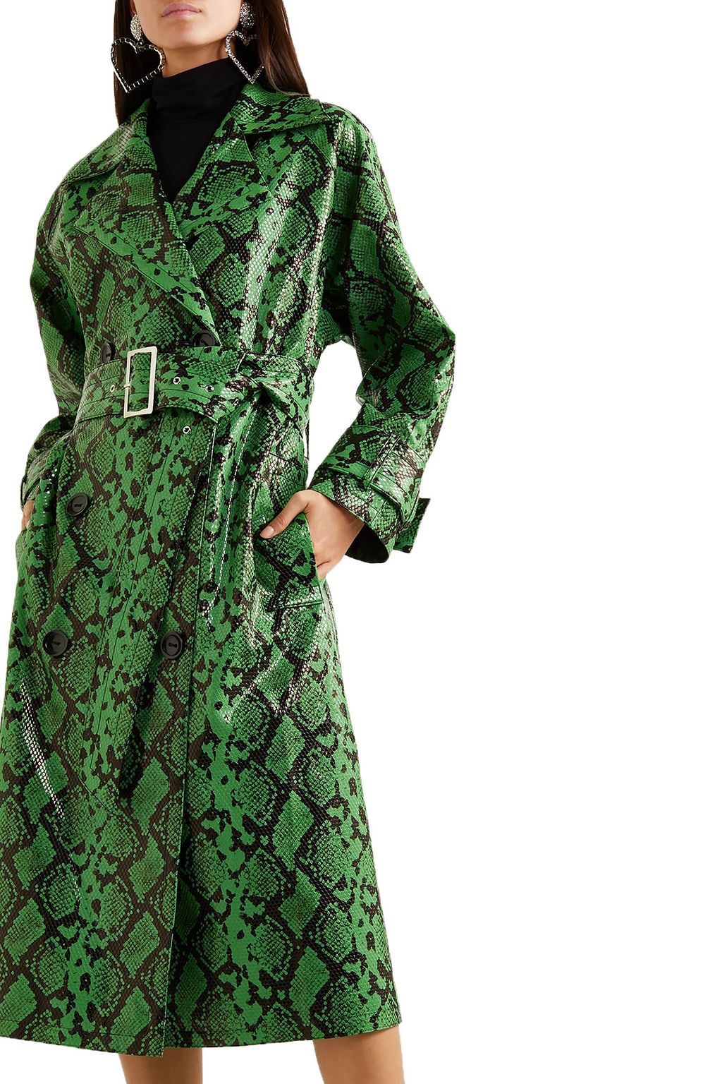 STAND STUDIO + Pernille Teisbaek Shelby snake-effect faux leather trench coat