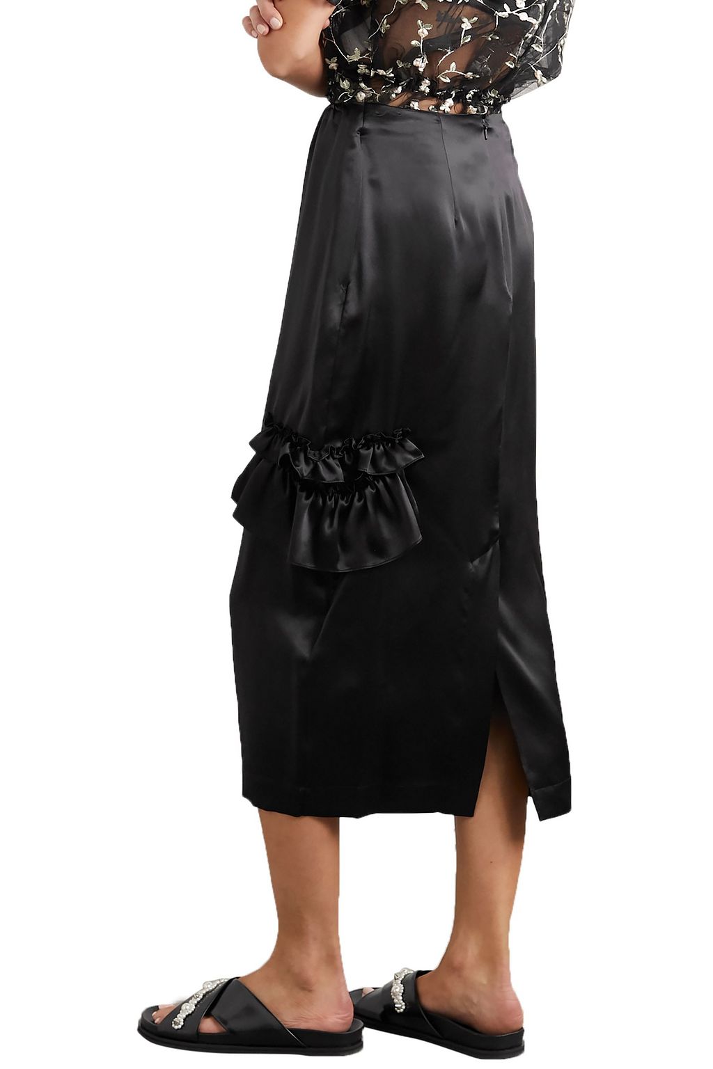 SIMONE ROCHA Bite cutout ruffled silk-satin midi skirt
