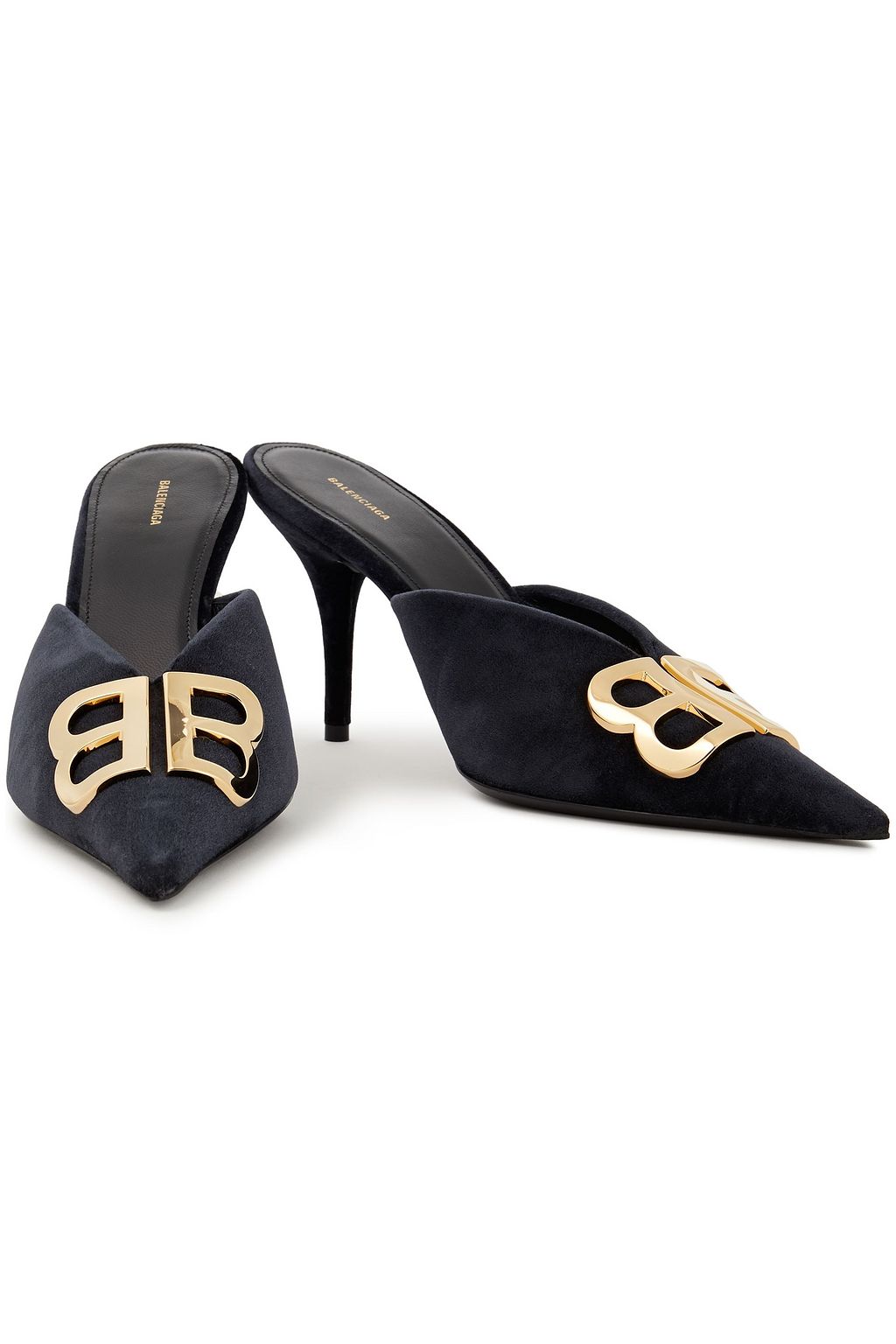 BALENCIAGA Knife BB logo-embellished velvet mules