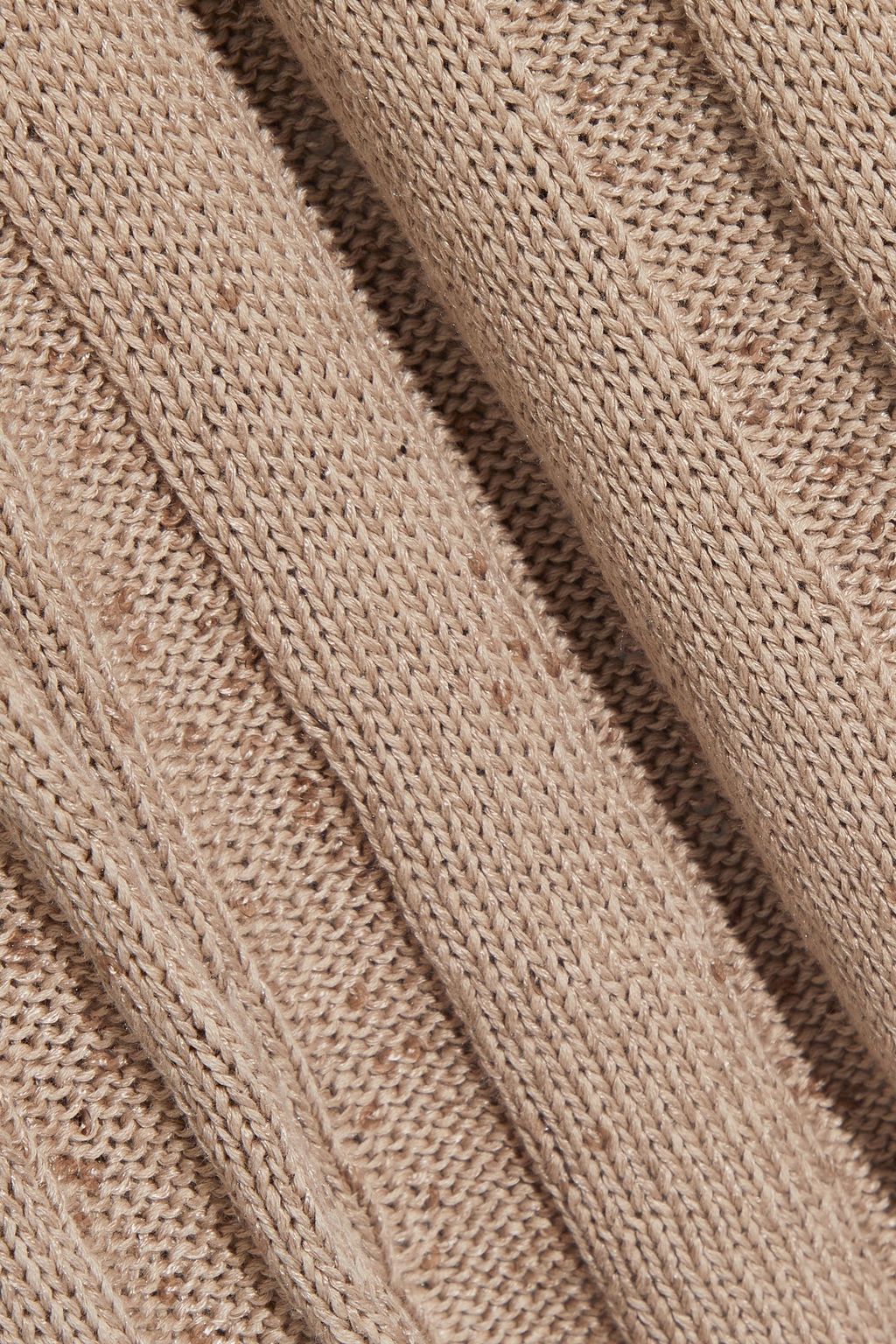 BRUNELLO CUCINELLI Sequin-embellished ribbed cotton, linen and silk-blend turtleneck sweater