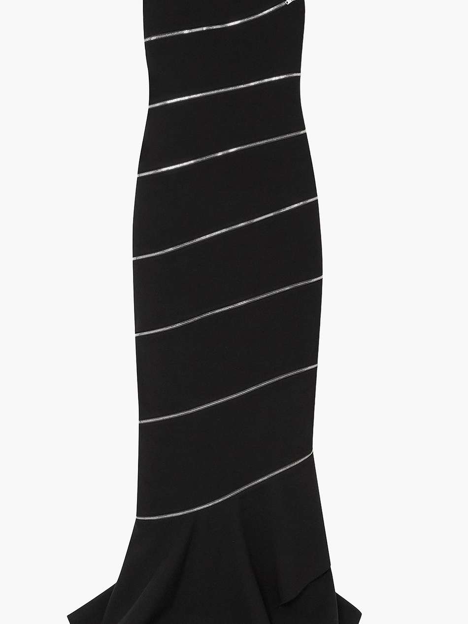 editions asymmetric embellished stretch-knit gown