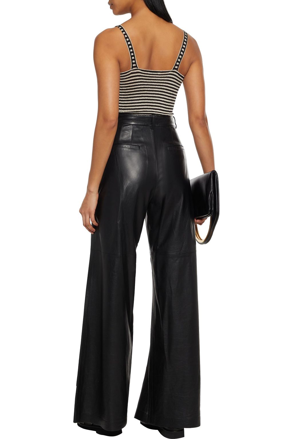 BRUNELLO CUCINELLI Striped metallic stretch-knit bodysuit