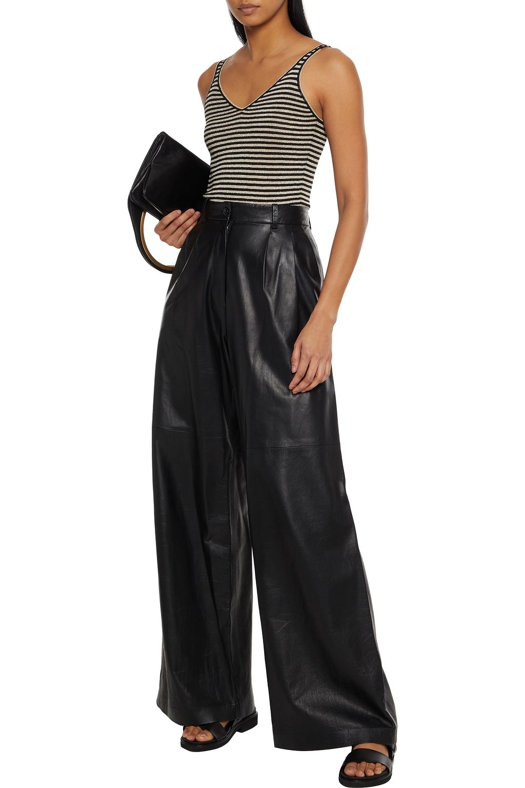 BRUNELLO CUCINELLI Striped metallic stretch-knit bodysuit