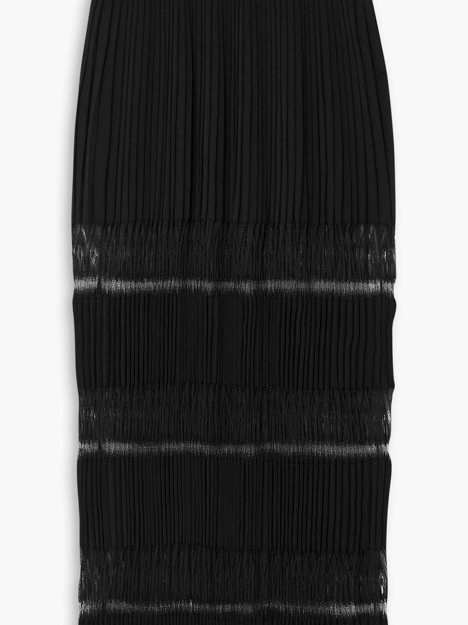 pleated open-knit maxi skirt