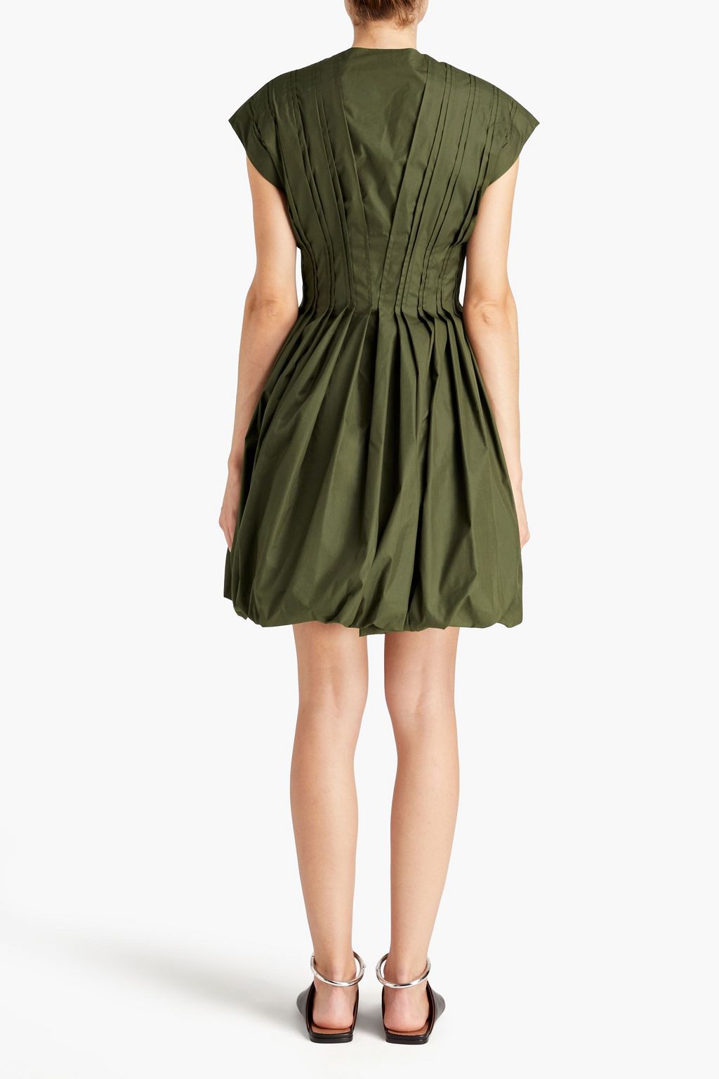 ALAÏA Pintucked cotton-blend poplin mini dress