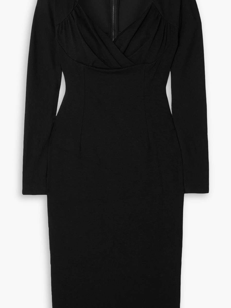 gathered stretch-jersey midi dress
