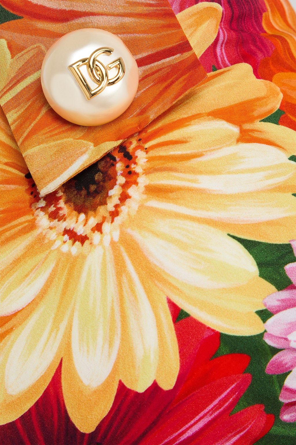 DOLCE&GABBANA فستان متوسط الطول من قطن بوبلين بطبعة الأزهار