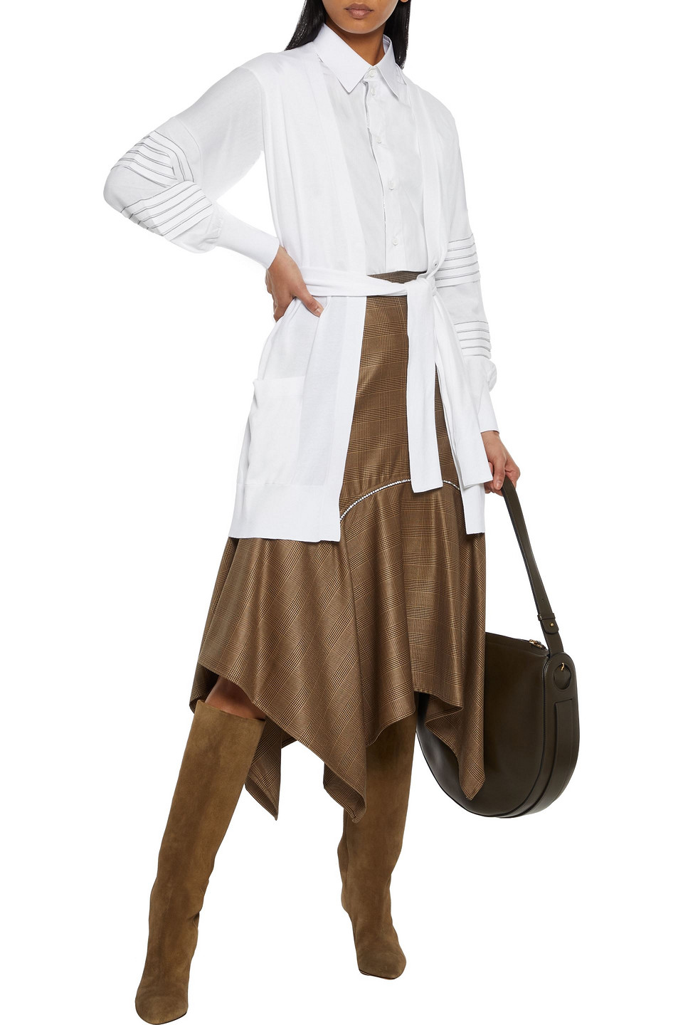 Click to view more detailed imagery on our partner's website Brunello Cucinelli Belted Bead-embellished Cotton Cardigan In White