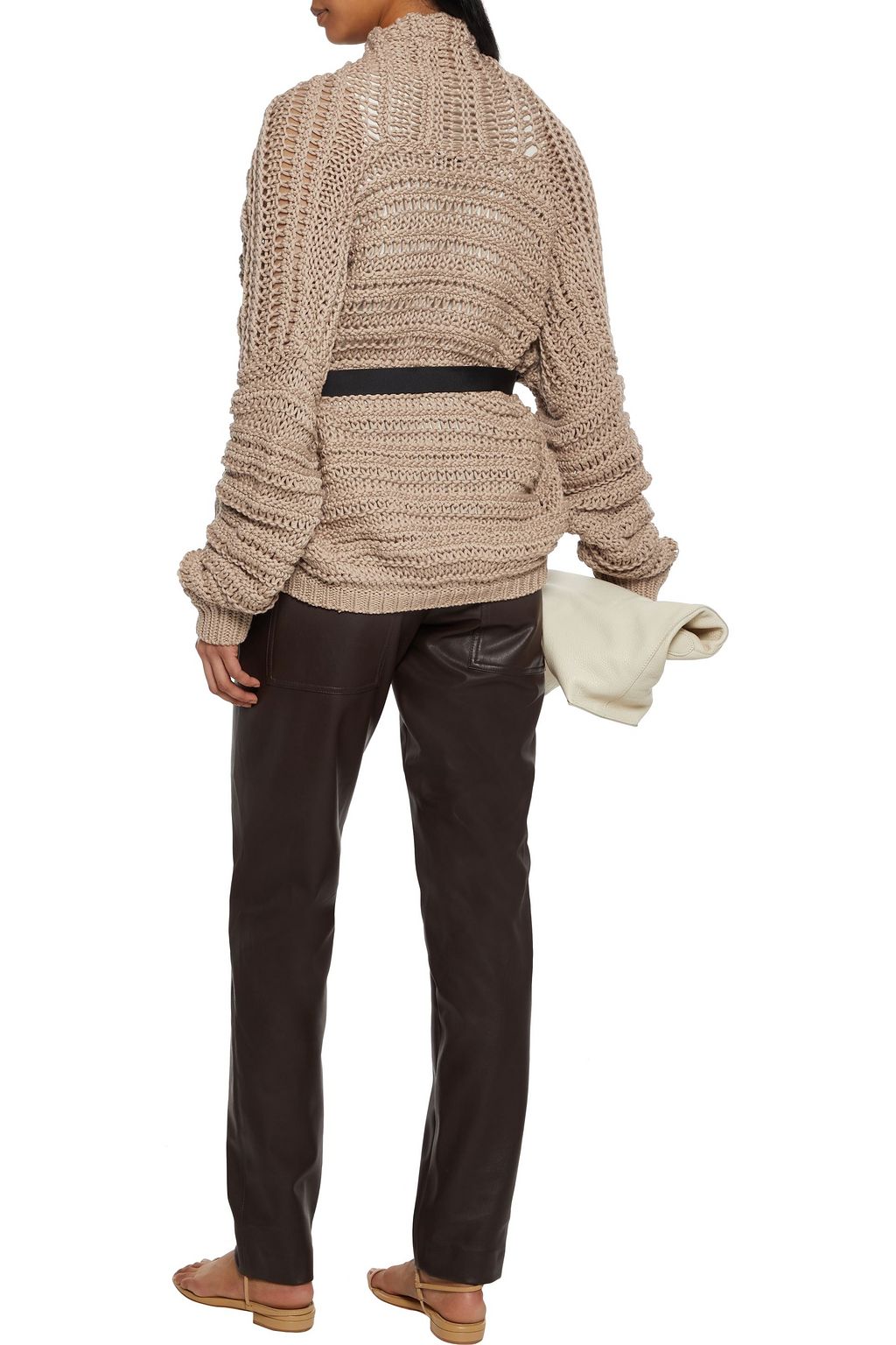 BRUNELLO CUCINELLI Belted crocheted cotton cardigan