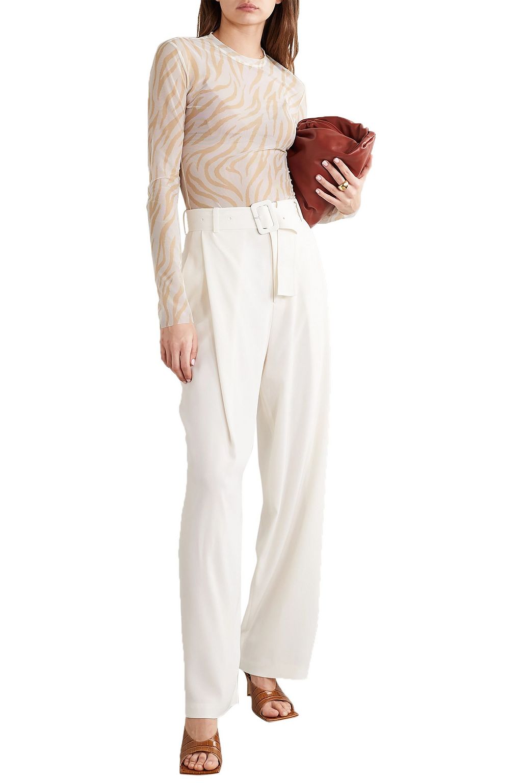 LAPOINTE Zebra-print stretch-mesh top